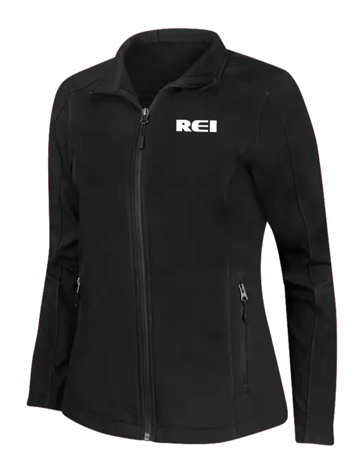 Black Womens Core Soft Shell Jacket w/REI Logo