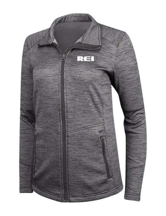 Womens Dark Grey Digi Stripe Fleece Jacket w/REI Logo