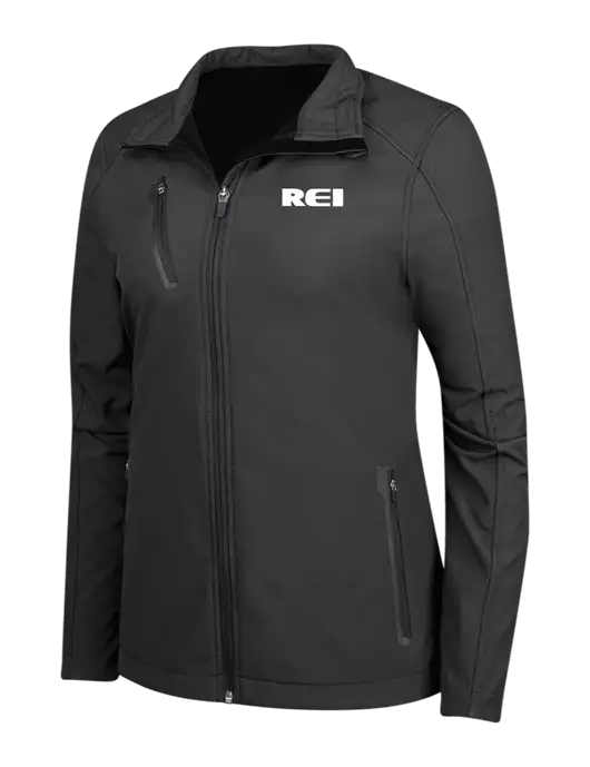 Black Womens Welded Softshell Jacket w/REI Logo