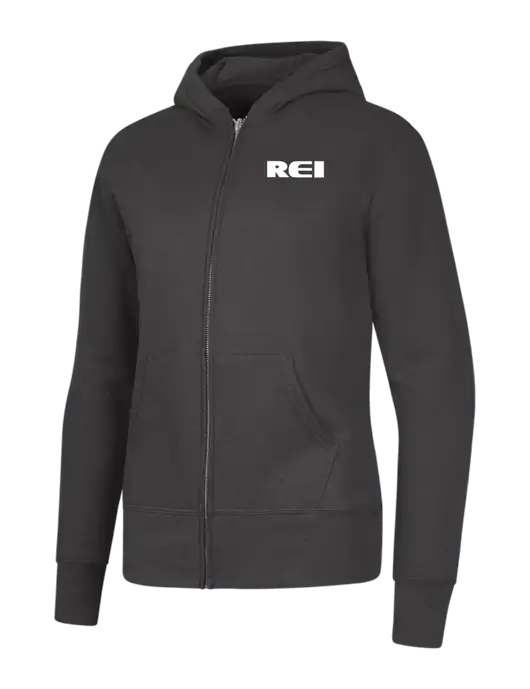 Charcoal Womens Core Fleece Full-Zip Hooded Sweatshirt w/REI Logo