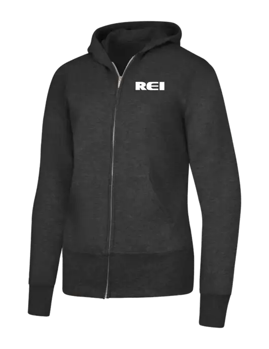 Dark Heather Grey Womens Core Fleece Full-Zip Hooded Sweatshirt w/REI Logo