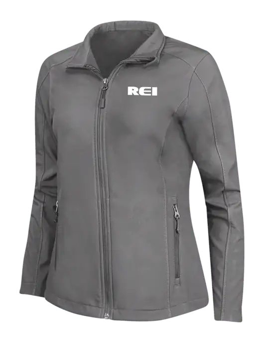 Medium Grey Womens Core Soft Shell Jacket w/REI Logo