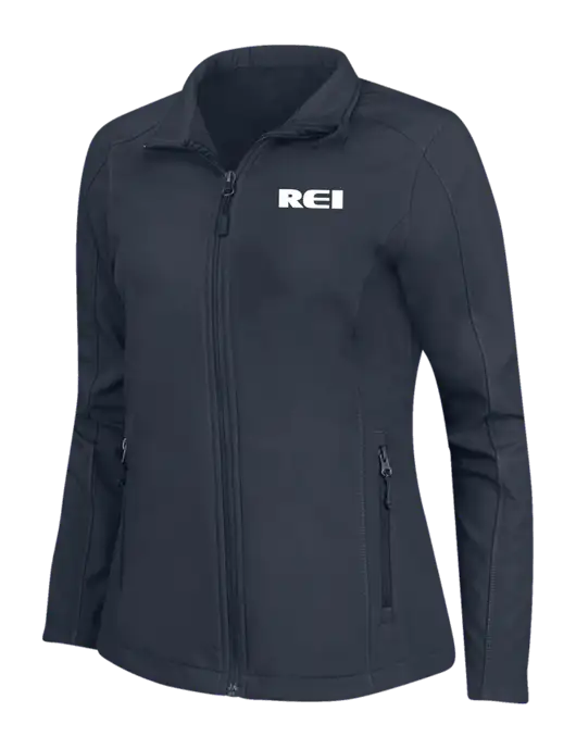 Navy Womens Core Soft Shell Jacket w/REI Logo