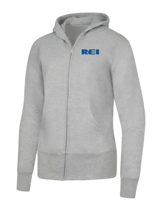 Grey Heather Womens Core Fleece Full-Zip Hooded Sweatshirt w/REI Logo