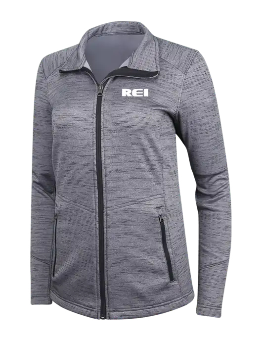Medium Grey Womens Digi Stripe Fleece Jacket w/REI Logo