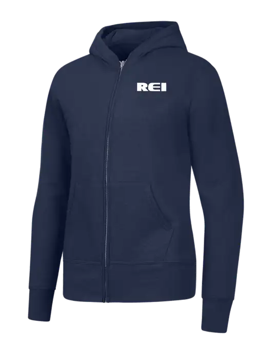 Navy Womens Core Fleece Full-Zip Hooded Sweatshirt w/REI Logo