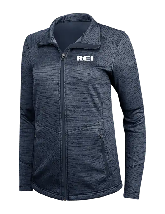 Navy Womens Digi Stripe Fleece Jacket w/REI Logo