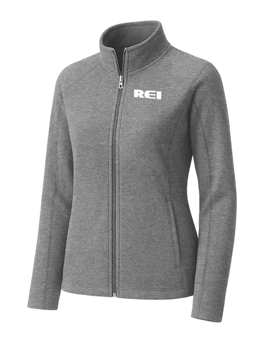 Medium Grey Womens Heather Microfleece Full-Zip Jacket w/REI Logo