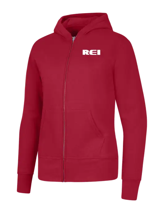 Red Womens Core Fleece Full-Zip Hooded Sweatshirt w/REI Logo