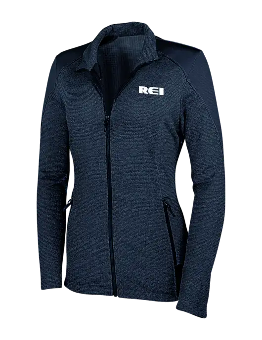Navy Womens Grid Fleece Jacket w/REI Logo