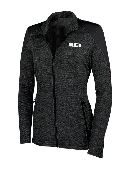 Womens Black Grid Fleece Jacket w/REI Logo