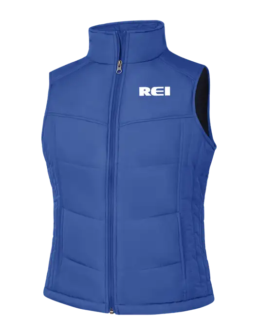 Womens Dark Royal Blue/Black Puffy Vest w/REI Logo