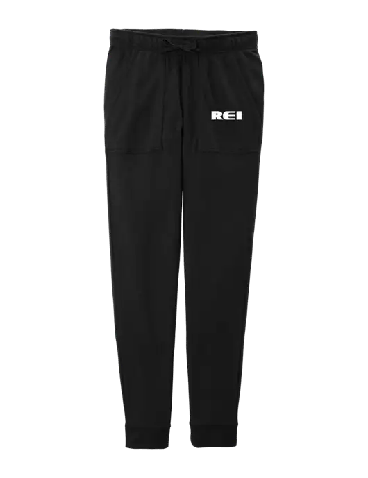 Womens Posicharge Tri-blend Wicking Black Triad Solid Fleece Jogger w/REI Logo