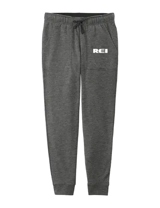 Womens Posicharge Tri-blend Wicking Dark Grey Heather Triad Solid Fleece Jogger w/REI Logo
