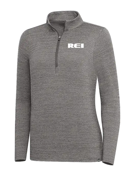 TravisMathew Medium Grey Heather Womens Crestview 1/4 Zip w/REI Logo