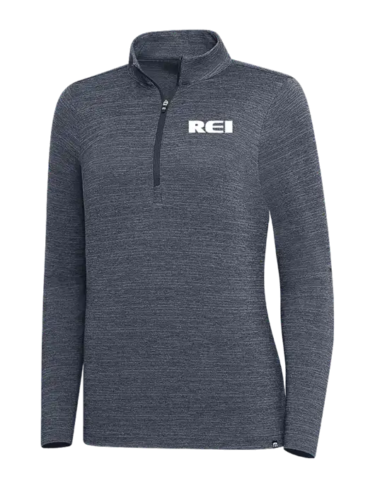 TravisMathew Navy Heather Womens Crestview 1/4 Zip w/REI Logo
