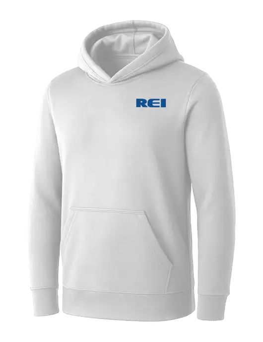 Womens White Core Fleece Pullover Hooded Sweatshirt w/REI Logo