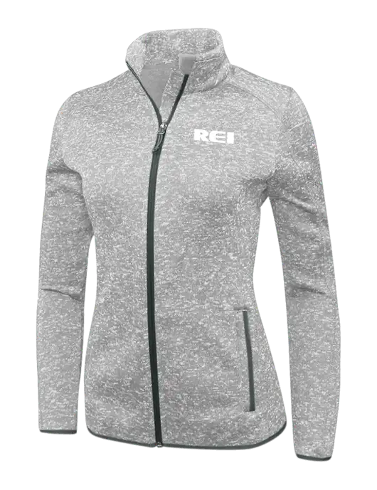 Grey Heather Womens Sweater Fleece Jacket w/REI Logo