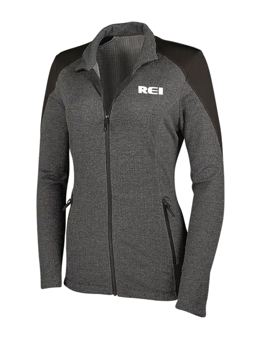 Medium Grey Heather Womens Grid Fleece Jacket w/REI Logo