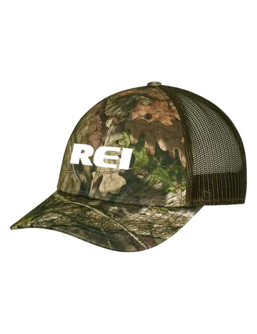 Breakup Country Brown Mossy Oak Camo Mesh Trucker Cap Snap Back w/REI Logo