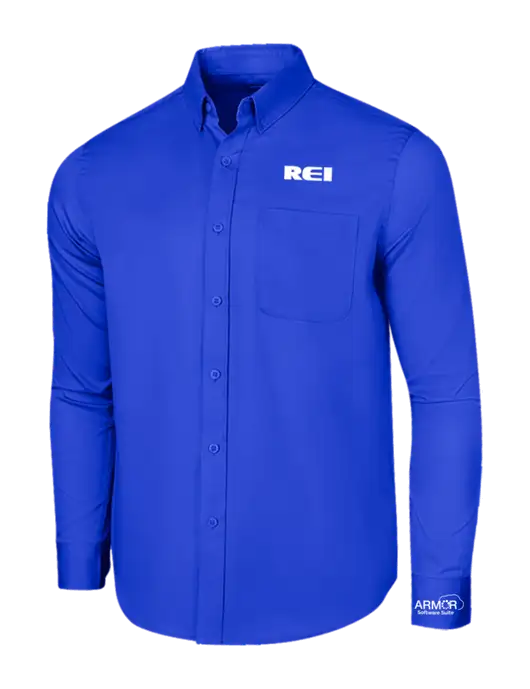 Long Sleeve Dark Royal Superpro React Twill Shirt w/REI Logo, Armor Logo