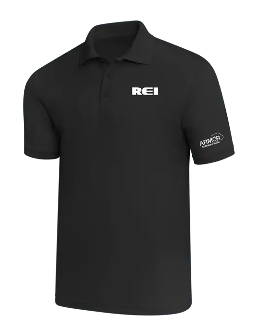 Black PosiCharge RacerMesh Polo w/REI Logo, Armor Logo