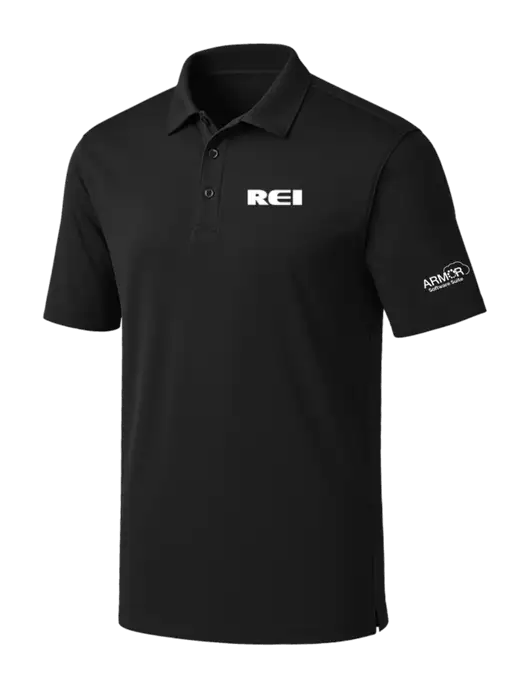 Black Silk Touch Performance Polo w/REI Logo, Armor Logo