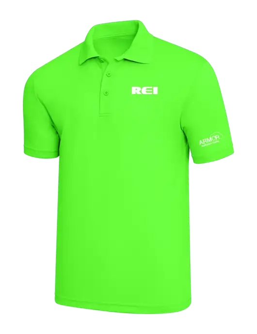 Safety Green PosiCharge RacerMesh Polo w/REI Logo, Armor Logo