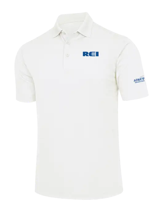 White Micropique Sport-Wick Polo w/REI Logo, Armor Logo