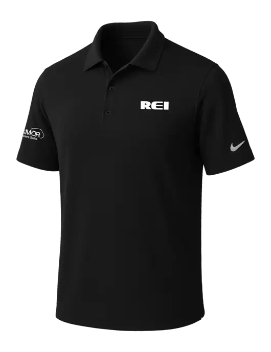 NIKE Black Dri-Fit Micro Pique Polo w/REI Logo, Armor Logo