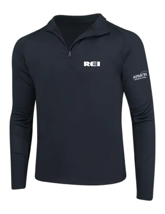 Black Sport Wick Stretch 1/4 Zip Pullover w/REI Logo, Armor Logo