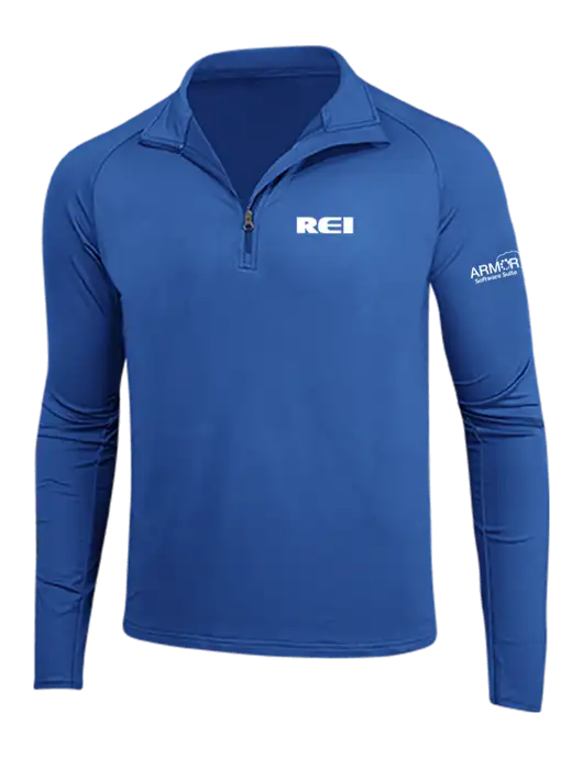 Dark Royal Sport Wick Stretch 1/4 Zip Pullover w/REI Logo, Armor Logo
