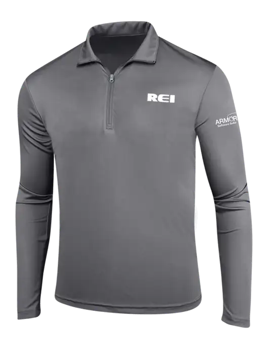 Medium Grey PosiCharge Competitor 1/4 Zip Pullover w/REI Logo, Armor Logo