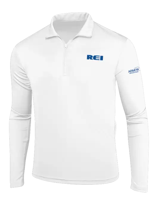 White PosiCharge Competitor 1/4 Zip Pullover w/REI Logo, Armor Logo