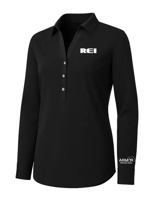 Womens Black City Stretch Shirt w/REI Logo, Armor Logo