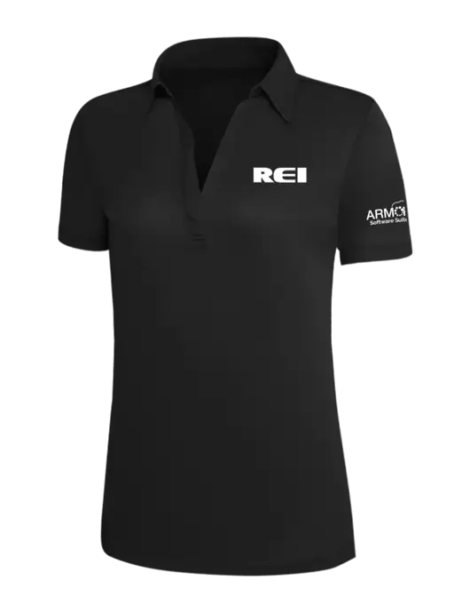 Black Silk Touch Womens Performance Polo w/REI Logo, Armor Logo