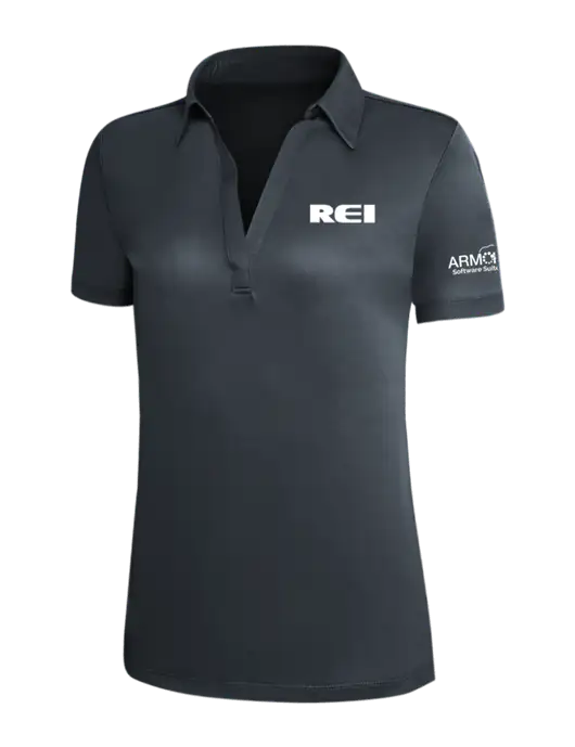 Dark Grey Silk Touch Womens Performance Polo w/REI Logo, Armor Logo