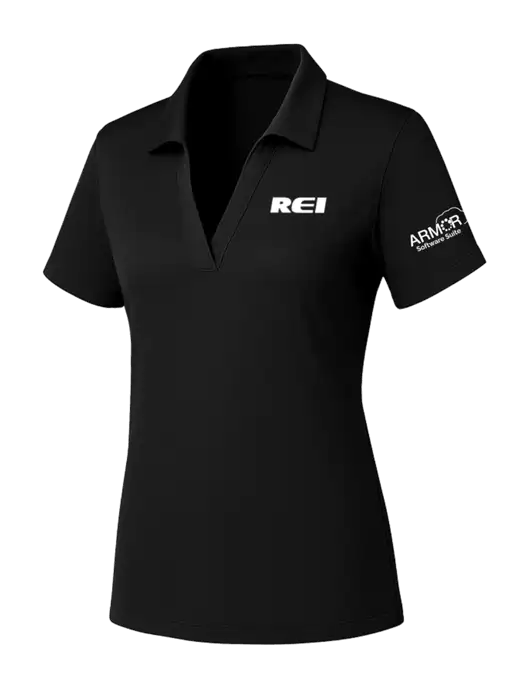 Womens Black PosiCharge RacerMesh Polo w/REI Logo, Armor Logo