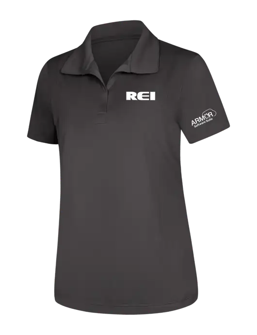 Womens Dark Grey Micropique Sport-Wick Polo w/REI Logo, Armor Logo
