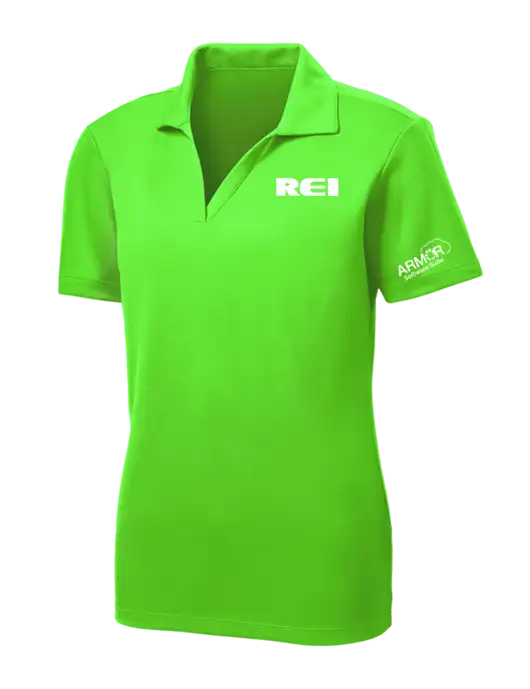 Womens Neon Green PosiCharge RacerMesh Polo w/REI Logo, Armor Logo
