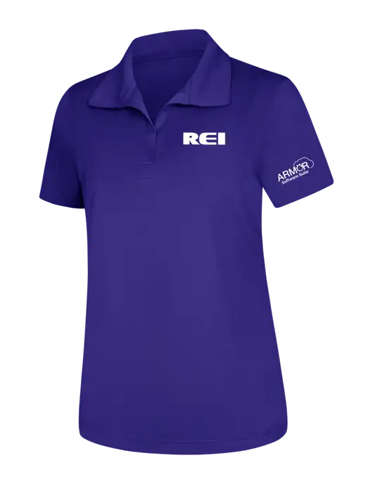 Womens Purple Micropique Sport-Wick Polo w/REI Logo, Armor Logo