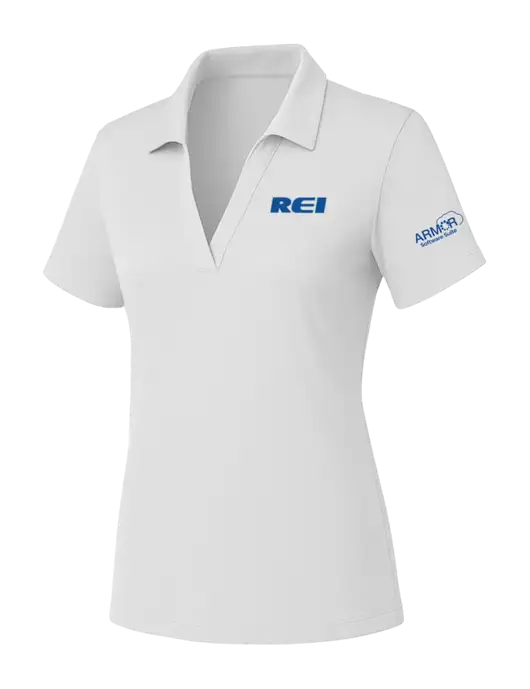 Womens White PosiCharge RacerMesh Polo w/REI Logo, Armor Logo