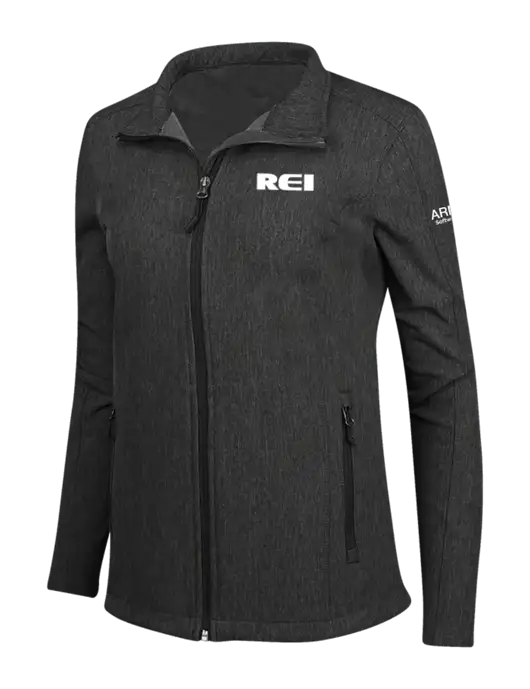 Black Charcoal Heather Womens Core Soft Shell Jacket w/REI Logo, Armor Logo