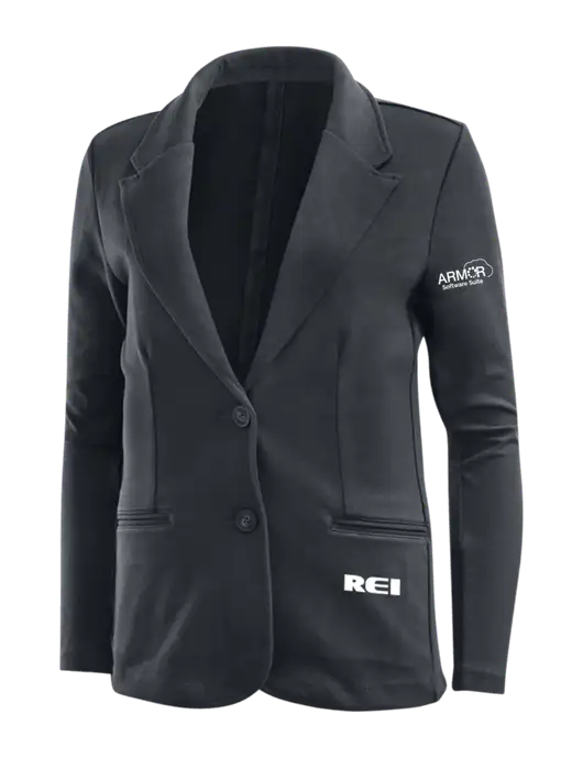 Charcoal Grey Womens Knit Blazer w/REI Logo, Armor Logo