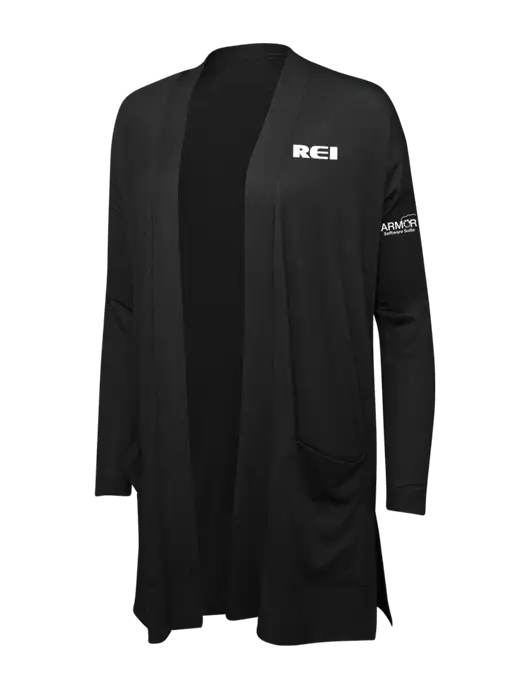Black Womens Concept Long Pocket Cardigan w/REI Logo, Armor Logo