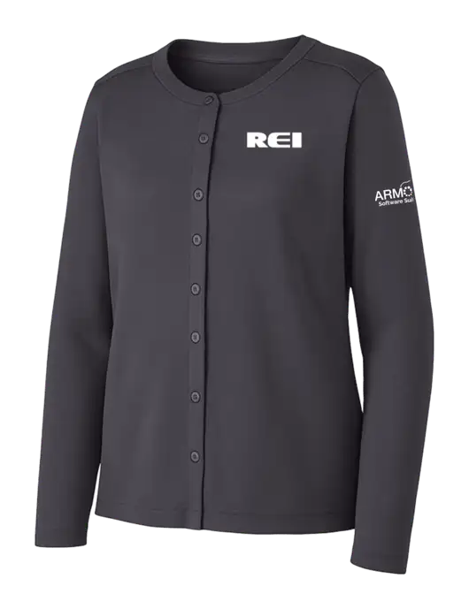 Grey Smoke Womens Concept Stretch Button-Front Cardigan Sweater w/REI Logo, Armor Logo